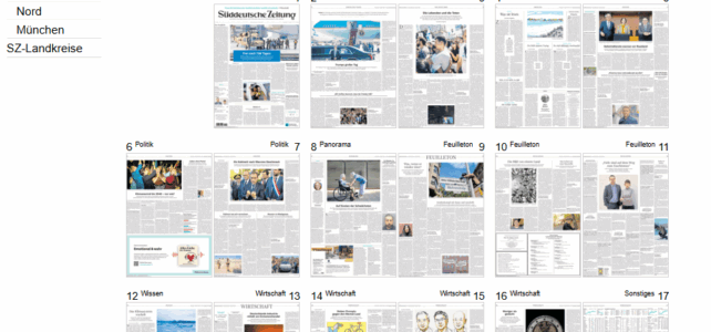 SZ online lesen – Ganzseiten wieder verfügbar